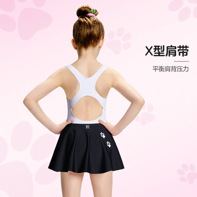 BE van der An children's swimsuit girl little black cat cat cat series 2025 new one-piece dress style belly-covering and making you look slim