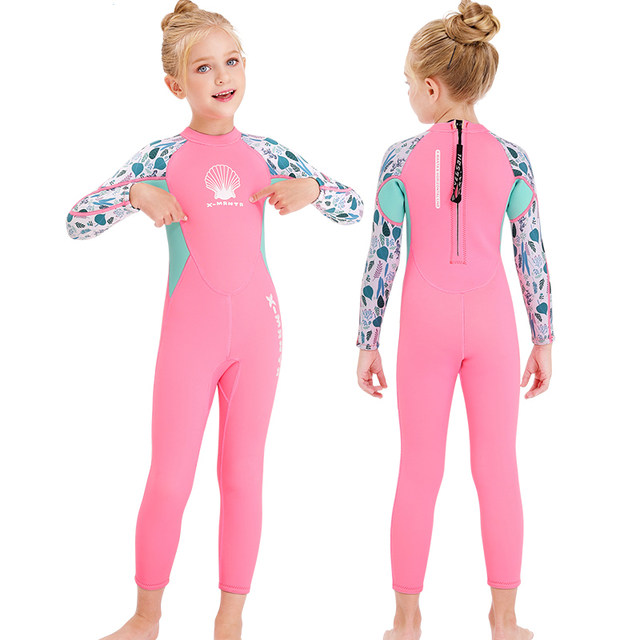 Children's swimsuit for girls and boys in winter thickened cold-proof and warm girl's one-piece long-sleeved thermal swimsuit wetsuit