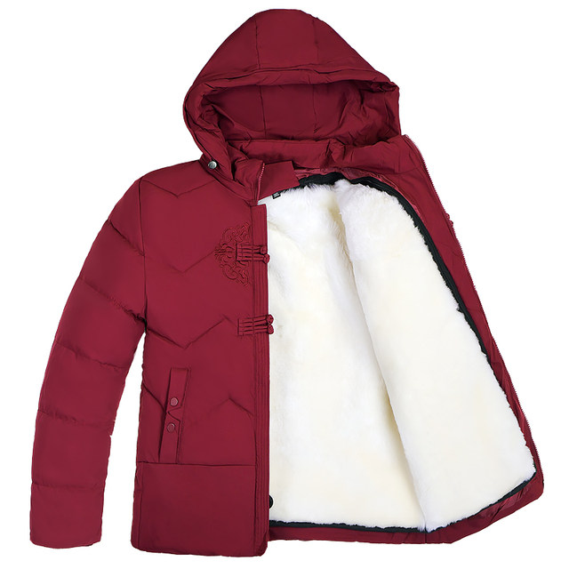 Winter middle-aged and elderly wool cotton coat, fur integrated cotton jacket, thickened velvet warm cotton jacket, jacket, zipper mother suit
