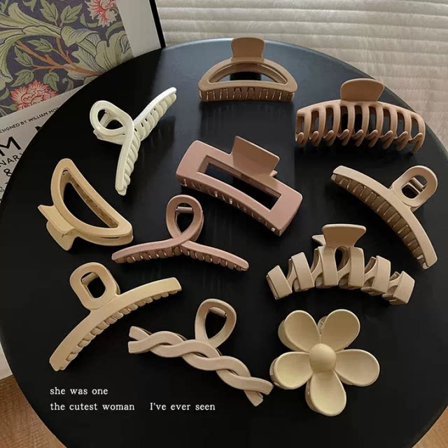 New large size shark clip for women's high-end back head frosted temperament hair clip headband hairpin square hairpin