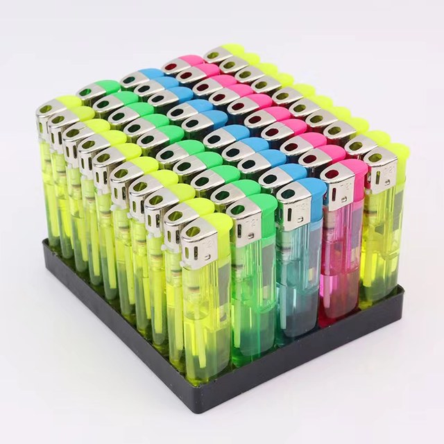 50 disposable plastic lighters, five-color transparent, thickened, explosion-proof, home supermarket, broken machine, professional compensation package