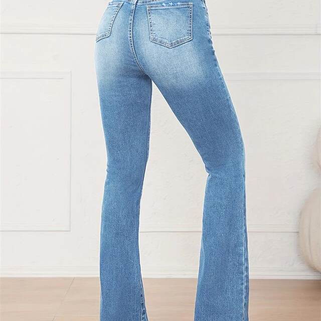 PD08280# Amazon eaby cross-border wish European and American women's clothing, stretch mid-waist micro-tender European and American jeans

