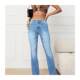 PD08280# Amazon eaby cross-border wish European and American women's clothing, stretch mid-waist micro-tender European and American jeans
