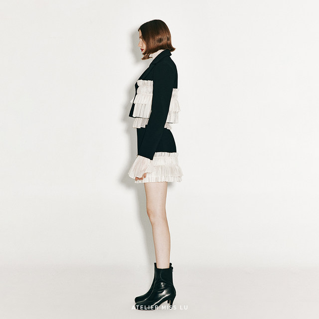 AtelierMissLu2024 autumn and winter multi-layer soft yarn splicing small A-line short skirt
