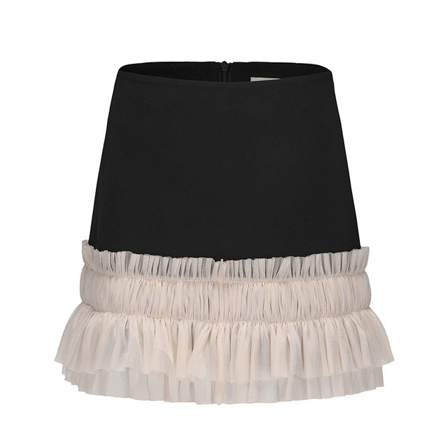AtelierMissLu2024 autumn and winter multi-layer soft yarn splicing small A-line short skirt
