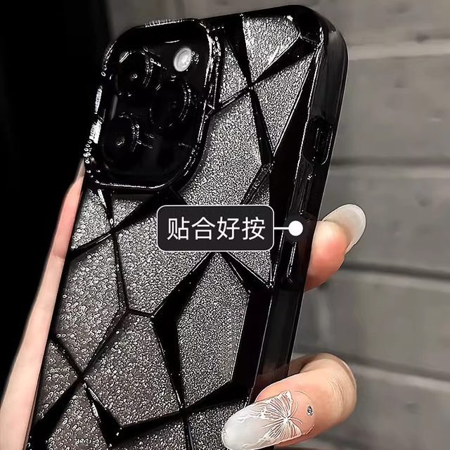 Daimang suitable for Apple 16 mobile phone case new 17 water cube iphone14promax gradient 13pro silicone 15 high-end sense 12por anti-fall goddess soft 11 electroplated black temperament women pm
