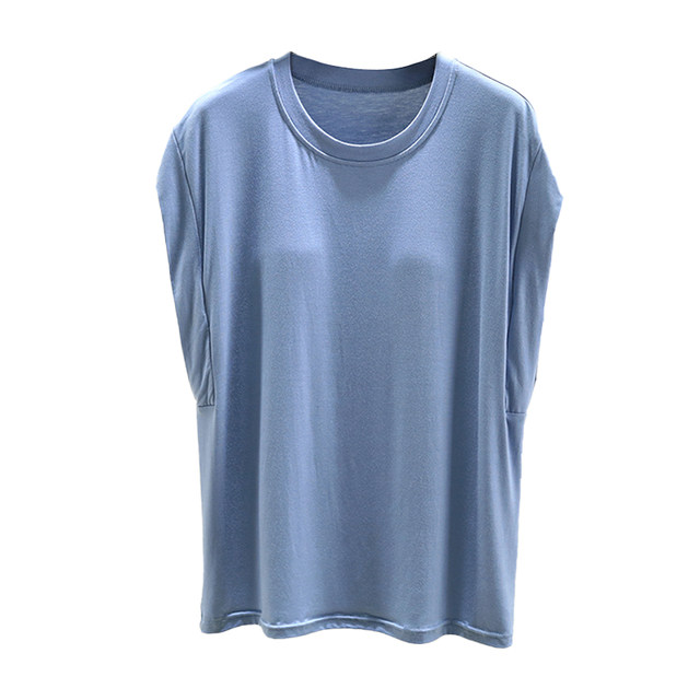 2024 new T-shirt with chest pad for women's summer thin modal sleeveless top loose and versatile without wearing bra base