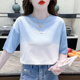 Fashion tie-dye pure cotton white T-shirt for women short-sleeved summer 2025 new loose casual design niche top