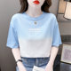 Fashion tie-dye pure cotton white T-shirt for women short-sleeved summer 2025 new loose casual design niche top