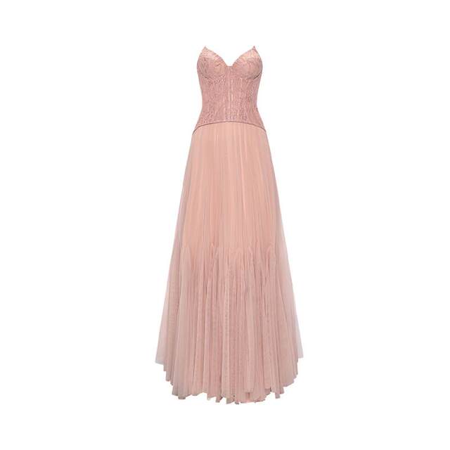 Sheer Luck 25 Spring and Summer New Lace Fishbone Strapbreast Mesh Dress