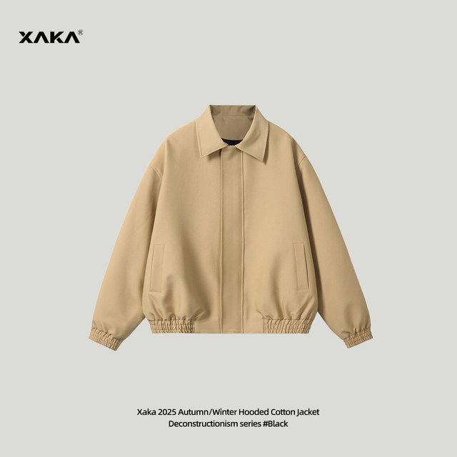 XAKA American retro style spring lapel couple jacket versatile short wide version high-end bomber jacket men