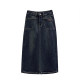 Large size women's clothing, old workwear, denim a-line skirt, spring and autumn fat mm, covering her hips and making her look slim, and then slit straight skirt trendy
