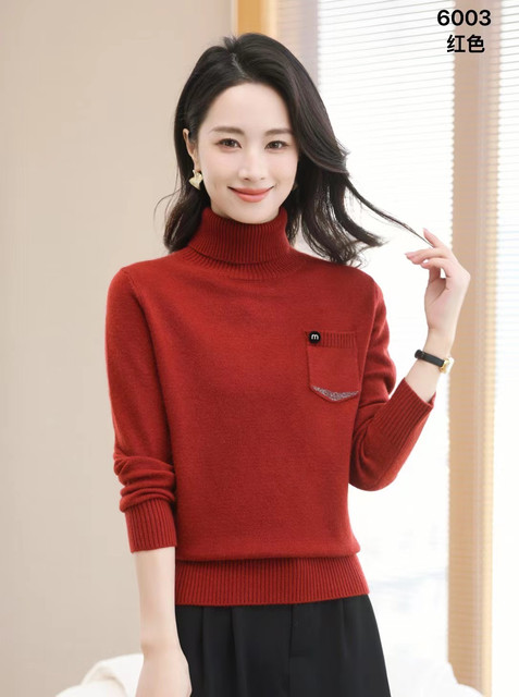 Counter genuine double -deer sweater 2024 Women's winter thickened warm wool cashmere cashmere cashmere cashmere knitting bottom
