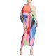Miyake pleated high-end dress for women 2024 spring and autumn new retro printed large-size 7-quarter sleeve V-neck midi skirt