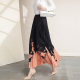 Design-sensual printed pleated skirt for women in autumn and winter mid-length high waist slim spring large size A-line skirt long drooping
