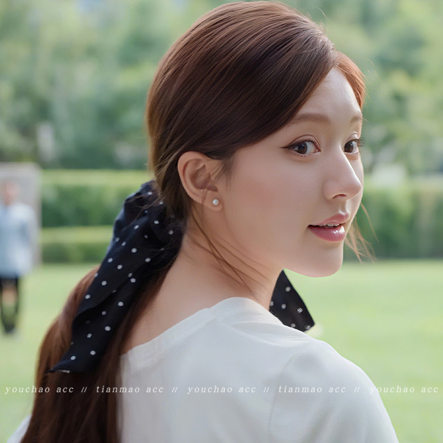 Xu me dazzling Zhao Lusi's same style polka-dot streamer large intestine hair ring women's high-end hair tie rubber band ponytail hair rope