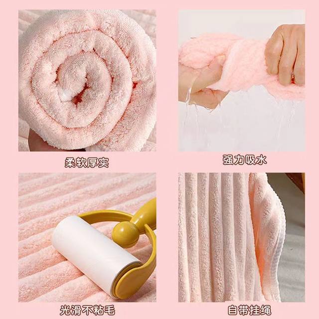 
Candy cord velvet towel for face washing household coral velvet water-absorbing quick-drying hair-shedding couple large towel bathing hand towel for men and women