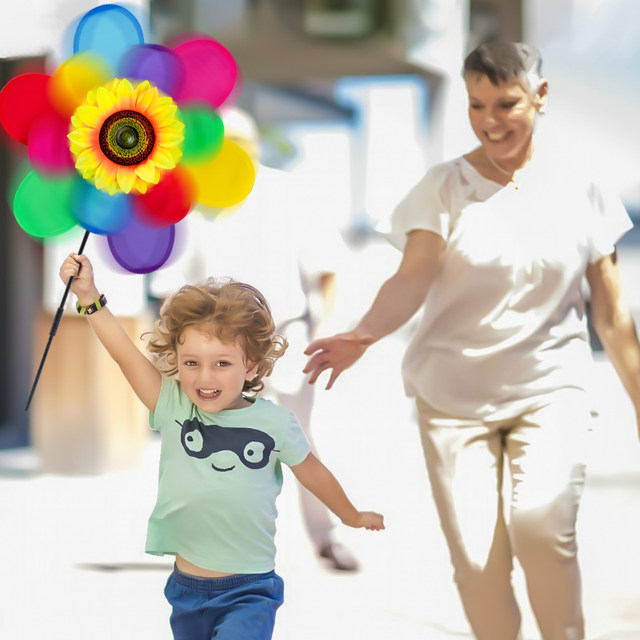 Fabric sunflower windmill new outdoor windmill children's toy sports meeting colorful sunflower double-layer windmill