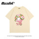 The new Korean version of the cute style cartoon printing polished short -sleeved T -shirt female early autumn chIC girl versatile round collar base
