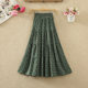 Retro floral chiffon skirt for women in spring and summer new elastic high waist slimming mid-length splicing A-line skirt
