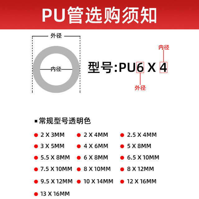 PU pneumatic pipe air pump air compressor air pipe high pressure 8/10 kg pressure tube transparent polyurethane hose 1/2/3