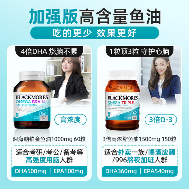 BLACKMORES Aojiabao Deep Sea Fish Oil 400 Capsules Omega3 Cod Liver Oil Capsules Middle-aged and Elderly