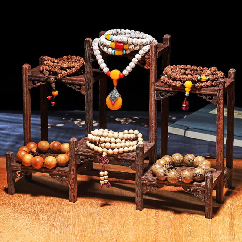 文玩挂串架展示架手串挂项链饰品的架子复古古玩佛珠玉器实木手表