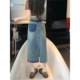 2025 rear slit high waist denim skirt for women in spring and autumn new style old hip-packing and slimming half-body mid-length skirt