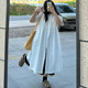 Fat potato large size white short-sleeved shirt skirt for women in summer 2025 new Korean loose mid-length layered A-line skirt
