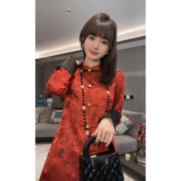 The Year of the Dragon Red Cheongsam Dress 2024 Spring Women's Clothing Improved Chinese Style Tang Dress for the New Year