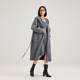 DEMMOV lemon grey long hooded double-sided cashmere coat for women in winter new loose silhouette