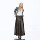 Escape Chigang West original retro temperament washing, old medium and long low waist, thin, thin A -line pleated skirt
