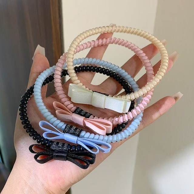 
Bow phone line hair loop headband 2025 new high-end hair tie hair rope sweet versatile hair band headdress