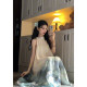 Seven-point candy New Chinese style Chinese style neck halter smudged off-shoulder sleeveless dress for women's summer loose vacation long skirt