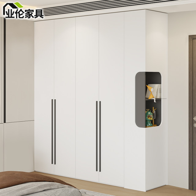 Creamy wind turning corner desk wardrobe combination home bedroom computer desk bookshelf integrated writing learning table 3A47