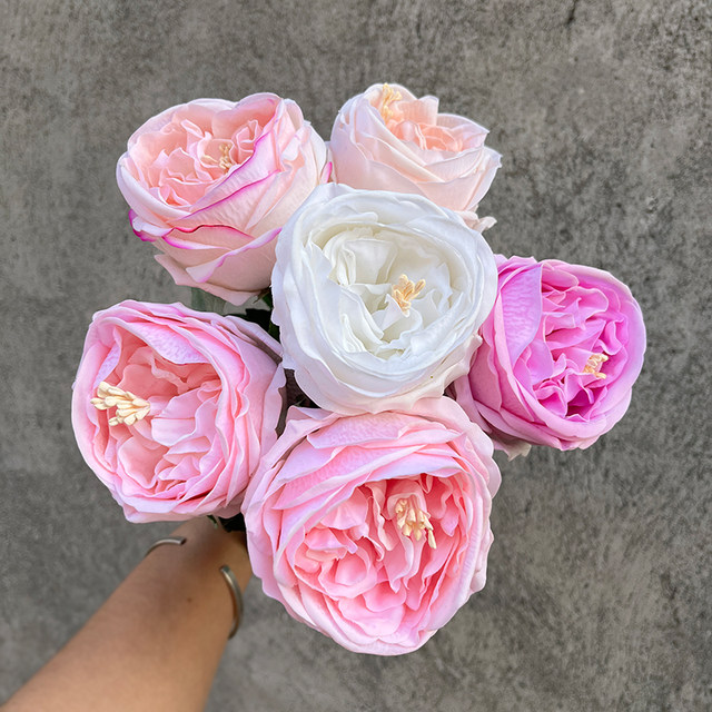 
High simulation feel moisturizing Austin rose simulation flower peony living room entrance dining table flower coffee table decoration