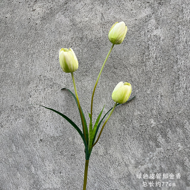 
European-style home simulation flower leather tube 3-head tulip wedding tulip shopping mall landscaping project decoration arrangement flowers