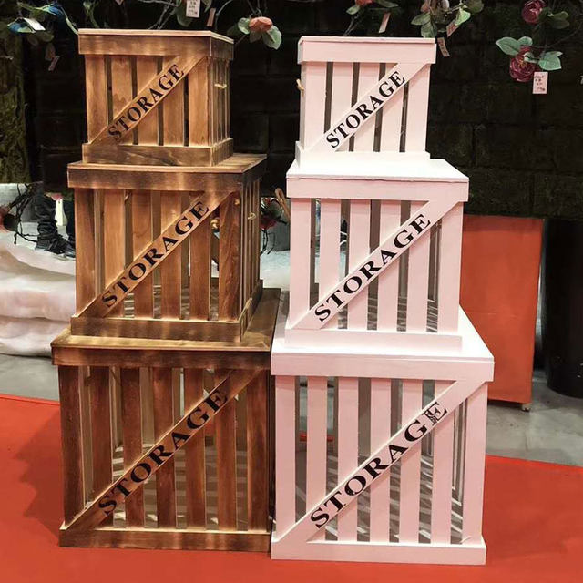 New forest style wedding wooden storage flower box geometric road guide ornaments wooden frame wooden box outdoor wedding home decoration