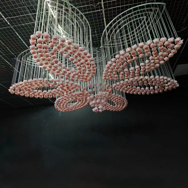 Wedding props crystal bead curtain rose decoration stage layout pendant hotel wedding hall acrylic ceiling pendant