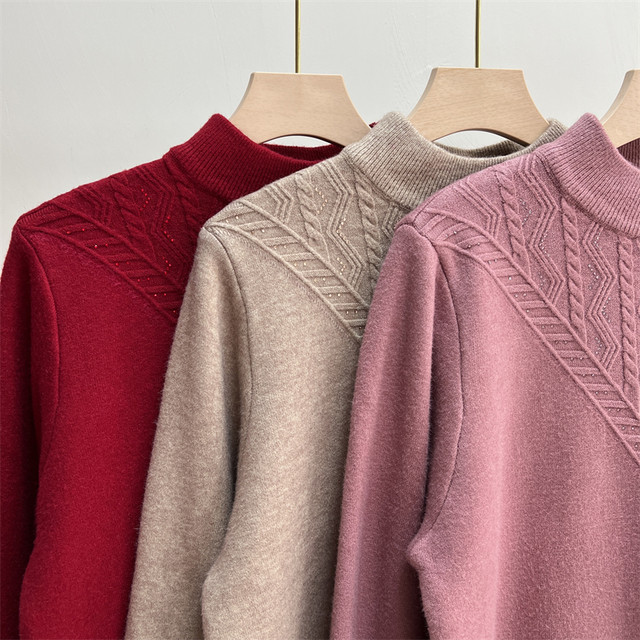 Mother's clothing winter velvet warm woolen sweater for middle-aged women middle-aged and elderly women autumn and winter thickened bottoming shirt