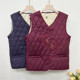 Grandma's winter velvet vest, middle-aged and elderly warm vest, female mother's sleeveless top, elderly thickened vest
