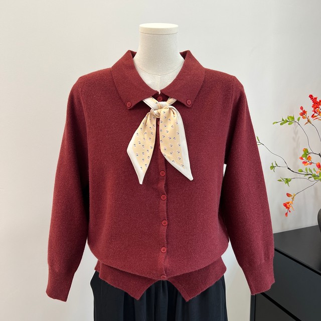 Fashionable mother autumn knitted cardigan middle-aged women's clothing 2025 new style middle-aged and elderly spring and autumn lapel long-sleeved jacket