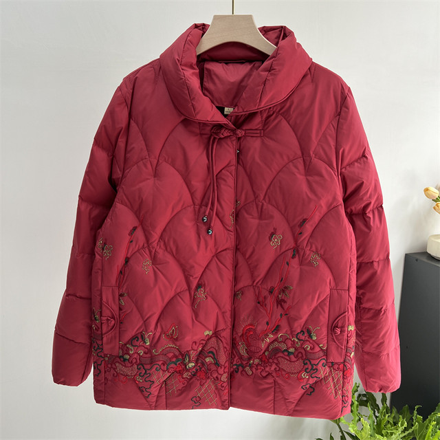 Mom's down jacket women's winter 2024 new 90 velvet thickened warm retro old man's grandma top short jacket