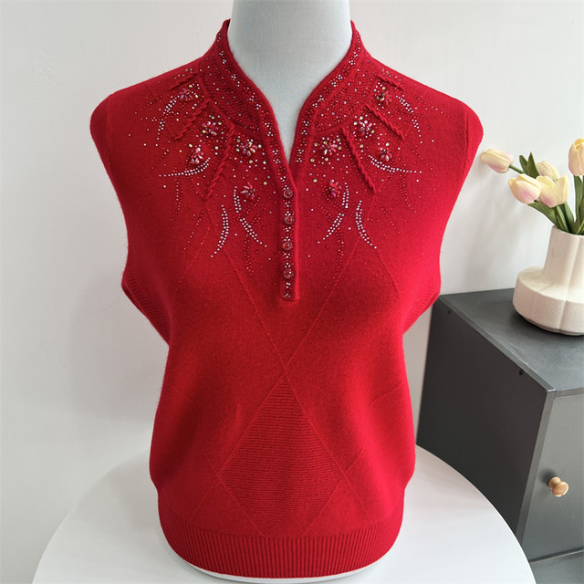 Grandma's Autumn and Winter Wool Sweater Women's 100 Pure Wool Middle-aged and Elderly Style Mother's Warm Sweater Bottoming Shirt