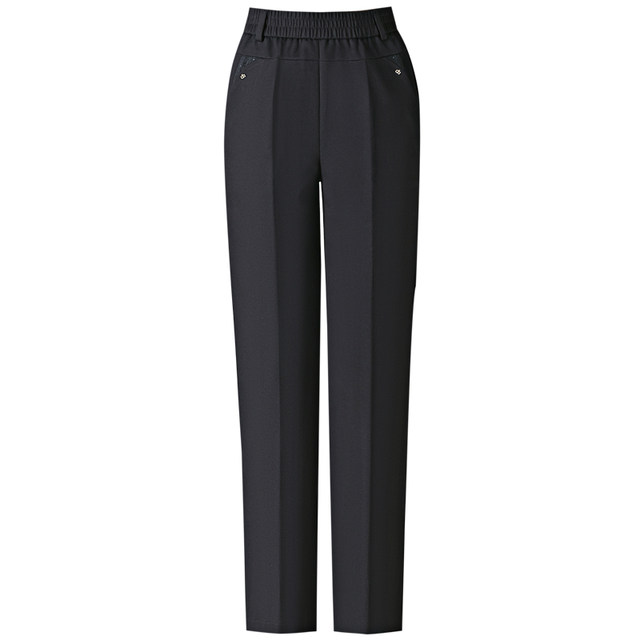 Middle -aged and elderly women's pants 2024 new mother's autumn casual trousers loose little grandma loose waist straight pants