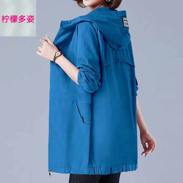 Large size thin coat for women spring and autumn 2025 new loose windbreaker for small middle-aged and elderly mothers hooded top