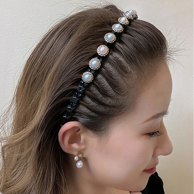 2025 new high-end rhinestone wavy hair hoop for women, autumn and winter face wash pressed hair clips broken hair headband hair clip headwear