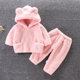 Children's autumn and winter flannel suit baby pajamas home clothes warm hooded outer two-piece set 2025 new style