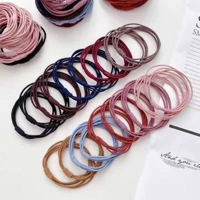 
10 high-elastic rubber band hair ties for girls to tie their hair into ponytails, durable and high-looking hair rope four-in-one hair rope hair accessories