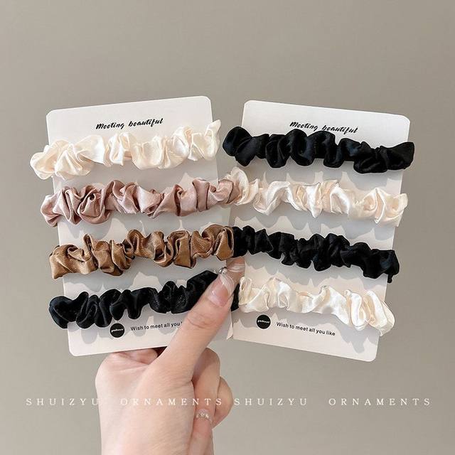 
French small intestine ring high elastic satin headband for women durable rubber band hair rope high-end ball hair accessories